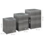 Set of 3 side tables with glass surface and synthetic gray rattan. by vidaXL, Side tables - Ref: Foro24-46985, Price: 111,21 ...