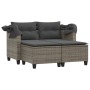 2 seater garden sofa with awning and gray PE rattan stools by , Outdoor sofas - Ref: Foro24-365783, Price: 427,29 €, Discount: %