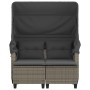 2 seater garden sofa with awning and gray PE rattan stools by , Outdoor sofas - Ref: Foro24-365783, Price: 427,29 €, Discount: %