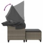 2 seater garden sofa with awning and gray PE rattan stools by , Outdoor sofas - Ref: Foro24-365783, Price: 427,29 €, Discount: %