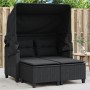 2 seater garden sofa with awning and black PE rattan stools by , Outdoor sofas - Ref: Foro24-365781, Price: 372,08 €, Discoun...