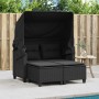 2 seater garden sofa with awning and black PE rattan stools by , Outdoor sofas - Ref: Foro24-365781, Price: 372,08 €, Discoun...