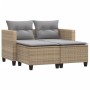 2-Sitzer-Gartensofa mit Markise und beigefarbenen PE-Rattanhockern von , Outdoor-Sofas - Ref: Foro24-365795, Preis: 288,94 €,...