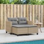 2-Sitzer-Gartensofa mit Markise und beigefarbenen PE-Rattanhockern von , Outdoor-Sofas - Ref: Foro24-365795, Preis: 288,94 €,...