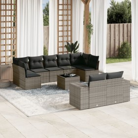 10-piece garden sofa set with gray synthetic rattan cushions by , Garden sets - Ref: Foro24-3255367, Price: 665,88 €, Discoun...