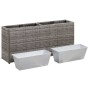 Flowerbed with 2 gray synthetic rattan pots 90x20x40 cm by vidaXL, Pots and planters - Ref: Foro24-46922, Price: 96,80 €, Dis...