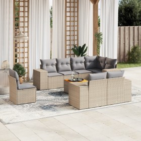 9-teiliges Gartensofa-Set mit beigen synthetischen Rattankissen von , Gartensets - Ref: Foro24-3257872, Preis: 780,99 €, Raba...