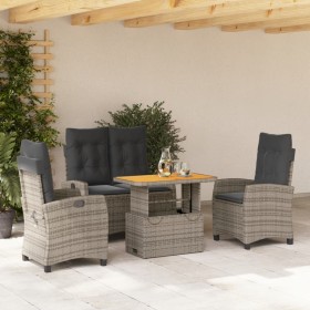 4-teiliges Garten-Essset mit grauen PE-Rattankissen von , Gartensets - Ref: Foro24-3277407, Preis: 588,24 €, Rabatt: %