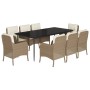 Set comedor de jardín 9 pzas con cojines ratán sintético beige de , Conjuntos de jardín - Ref: Foro24-3211968, Precio: 1,00 €...