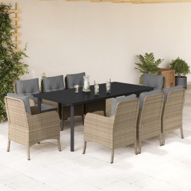 Set comedor de jardín 9 pzas con cojines ratán sintético beige de , Conjuntos de jardín - Ref: Foro24-3211989, Precio: 1,00 €...