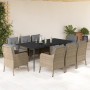 Set comedor de jardín 9 pzas con cojines ratán sintético beige de , Conjuntos de jardín - Ref: Foro24-3211982, Precio: 996,70...