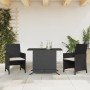 Table and chairs with cushions 3 pieces black synthetic rattan by , Garden sets - Ref: Foro24-365116, Price: 201,95 €, Discou...