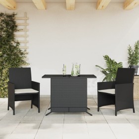 Table and chairs with cushions 3 pieces black synthetic rattan by , Garden sets - Ref: Foro24-365116, Price: 200,99 €, Discou...