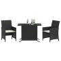 Table and chairs with cushions 3 pieces black synthetic rattan by , Garden sets - Ref: Foro24-365116, Price: 201,95 €, Discou...