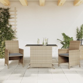 Gartenstühle und Tisch 3 Stück synthetisches Rattan beige Kissen von , Gartensets - Ref: Foro24-365121, Preis: 182,15 €, Raba...