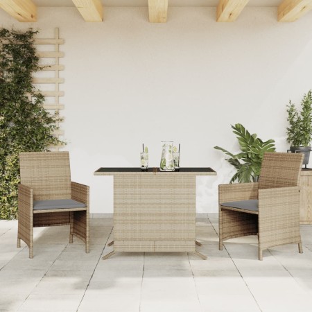 Garden chairs and table 3 pieces synthetic rattan beige cushion by , Garden sets - Ref: Foro24-365121, Price: 181,98 €, Disco...