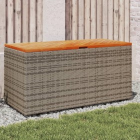 Caja de almacenaje jardín madera acacia ratán gris 110x50x54 cm de , Cajas de almacenaje para exteriores - Ref: Foro24-365956...