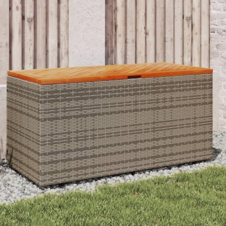 Caja de almacenaje jardín madera acacia ratán gris 110x50x54 cm de , Cajas de almacenaje para exteriores - Ref: Foro24-365956...