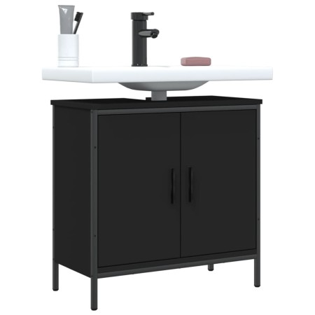 Black engineered wood bathroom sink cabinet 60x30x60 cm by , Dressing tables - Ref: Foro24-842446, Price: 56,75 €, Discount: %