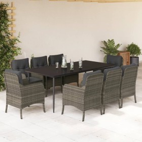 Set comedor jardín 9 pzas y cojines ratán sintético gris de , Conjuntos de jardín - Ref: Foro24-3211954, Precio: 1,00 €, Desc...