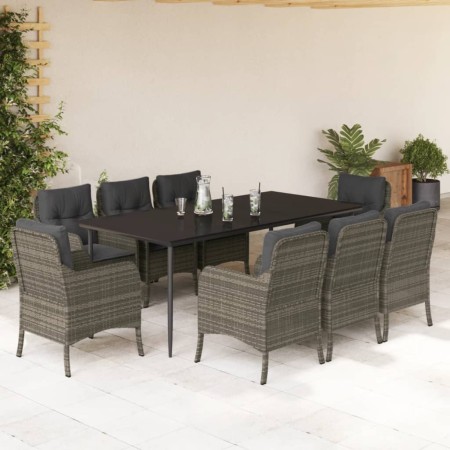 Garden dining set 9 pieces and gray synthetic rattan cushions by , Garden sets - Ref: Foro24-3211954, Price: 1,00 €, Discount: %