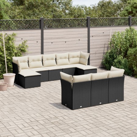 Gartensofa-Set 10-teilig mit schwarzen synthetischen Rattankissen von , Gartensets - Ref: Foro24-3250165, Preis: 622,09 €, Ra...