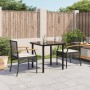 3-teilige Garten-Essgruppe mit schwarzen Kissen aus synthetischem Rattan von , Gartensets - Ref: Foro24-3213603, Preis: 190,4...