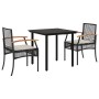 Set comedor de jardín 3 pzas con cojines ratán sintético negro de , Conjuntos de jardín - Ref: Foro24-3213603, Precio: 190,49...