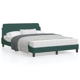 Estructura cama con cabecero terciopelo verde oscuro 140x190 cm de , Camas y somieres - Ref: Foro24-373175, Precio: 164,99 €,...