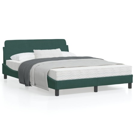 Dark green velvet bed frame with headboard 140x190 cm by , Beds and slatted bases - Ref: Foro24-373175, Price: 164,54 €, Disc...