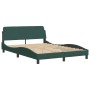 Estructura cama con cabecero terciopelo verde oscuro 140x190 cm de , Camas y somieres - Ref: Foro24-373175, Precio: 164,99 €,...