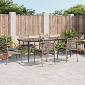 Garden dining set 7 pieces and gray synthetic rattan cushions by , Garden sets - Ref: Foro24-3213615, Price: 571,30 €, Discou...