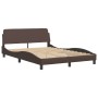 Estructura de cama cabecero cuero sintético marrón 140x190 cm de , Camas y somieres - Ref: Foro24-373180, Precio: 167,54 €, D...