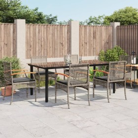 Garden dining set 7 pieces and gray synthetic rattan cushions by , Garden sets - Ref: Foro24-3213622, Price: 589,99 €, Discou...