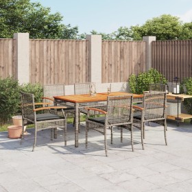 Garden dining set 7 pieces and gray synthetic rattan cushions by , Garden sets - Ref: Foro24-3213572, Price: 519,99 €, Discou...