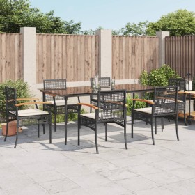 7-teiliges Garten-Essset und schwarze Kissen aus synthetischem Rattan von , Gartensets - Ref: Foro24-3213601, Preis: 548,99 €...