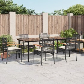 7-piece garden dining set and black synthetic rattan cushions by , Garden sets - Ref: Foro24-3213608, Price: 567,99 €, Discou...