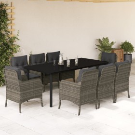 Garden dining set 9 pieces and gray synthetic rattan cushions by , Garden sets - Ref: Foro24-3211961, Price: 1,00 €, Discount: %