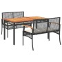 Set comedor de jardín 3 pzas con cojines ratán sintético negro de , Conjuntos de jardín - Ref: Foro24-3213566, Precio: 347,21...