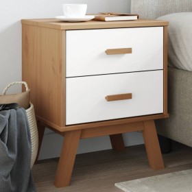 OLDEN bedside table solid white and brown pine wood by , Nightstands - Ref: Foro24-358584, Price: 79,92 €, Discount: %