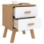 OLDEN bedside table solid white and brown pine wood by , Nightstands - Ref: Foro24-358584, Price: 74,00 €, Discount: %