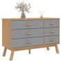 OLDEN bedside table solid gray and brown pine wood by , Drawers - Ref: Foro24-358592, Price: 167,96 €, Discount: %