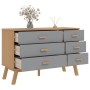 OLDEN bedside table solid gray and brown pine wood by , Drawers - Ref: Foro24-358592, Price: 167,96 €, Discount: %