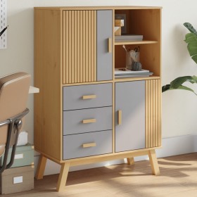 OLDEN sideboard solid pine wood brown and gray 85x43x125 cm by , Sideboards - Ref: Foro24-358616, Price: 248,75 €, Discount: %