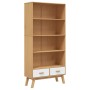 OLDEN 4-tier solid pine wood brown and white shelving unit by , Bookcases and shelves - Ref: Foro24-358614, Price: 212,68 €, ...