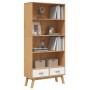 OLDEN 4-tier solid pine wood brown and white shelving unit by , Bookcases and shelves - Ref: Foro24-358614, Price: 212,68 €, ...