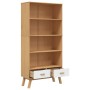 OLDEN 4-tier solid pine wood brown and white shelving unit by , Bookcases and shelves - Ref: Foro24-358614, Price: 212,68 €, ...