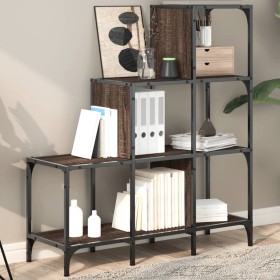 Engineered wood and oak brown metal shelf 92x30x102 cm by , Bookcases and shelves - Ref: Foro24-845440, Price: 67,40 €, Disco...