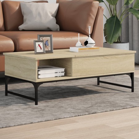 Mesa de centro madera ingeniería metal roble Sonoma 100x50x35cm de , Mesas de centro - Ref: Foro24-845392, Precio: 76,08 €, D...