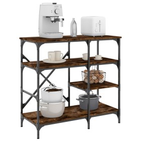 Kitchen shelving wood engineering metal oak 90x40x84 cm by , Kitchen utensil containers - Ref: Foro24-845423, Price: 80,85 €,...